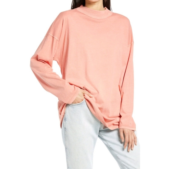 We The Free Tops - Free People We The Free Tee "Be Free" Guava Mock Neck Super Soft Shirt Women's S